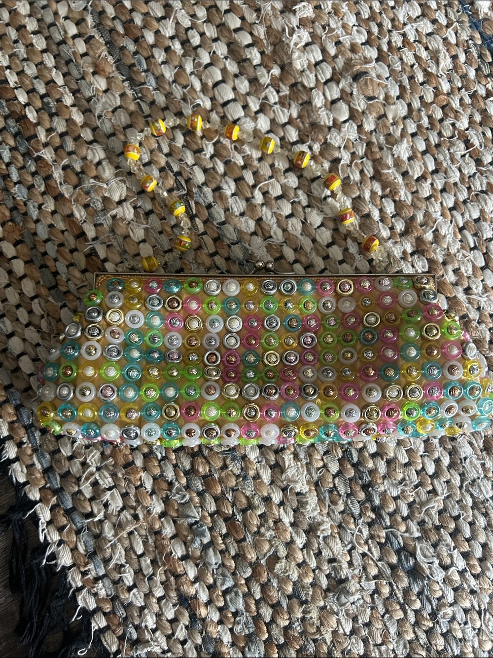 MINT Candy Dot Beaded Clutch – Multi-Color Retro Mod Pop Art Purse